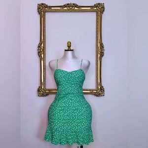 Zara Strapless Green Floral Dress